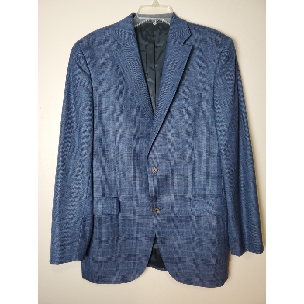 Loro Piana Men's Blue Plaid Wool Sports Jacket‎ Blazer Cremieux 40L Long